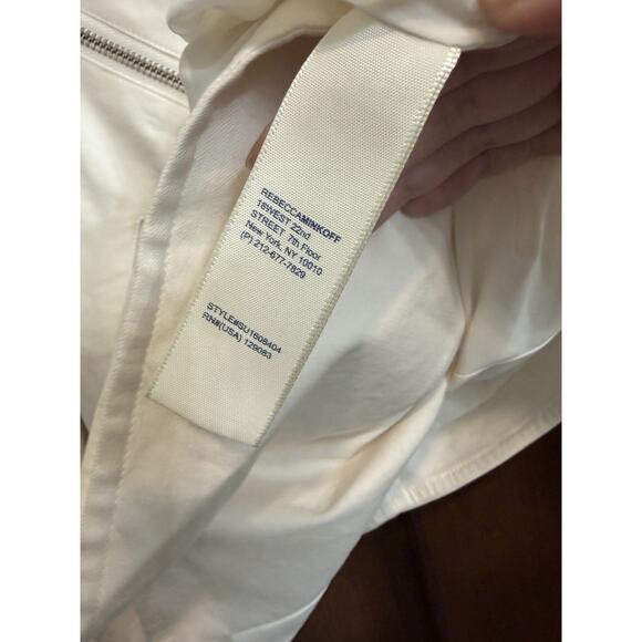Rebecca Minkoff | Women’s Asymmetrical Zippers Moto Jacket Linen Cotton White -S - Picture 3 of 6